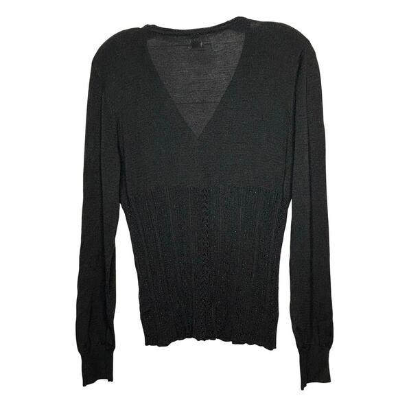 DKNY 100% Cotton Black Beaded Y2K Button Up Vintage Cardigan Size Small - Picture 2 of 7